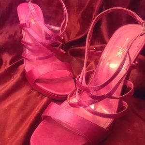 Pink satin dress heels